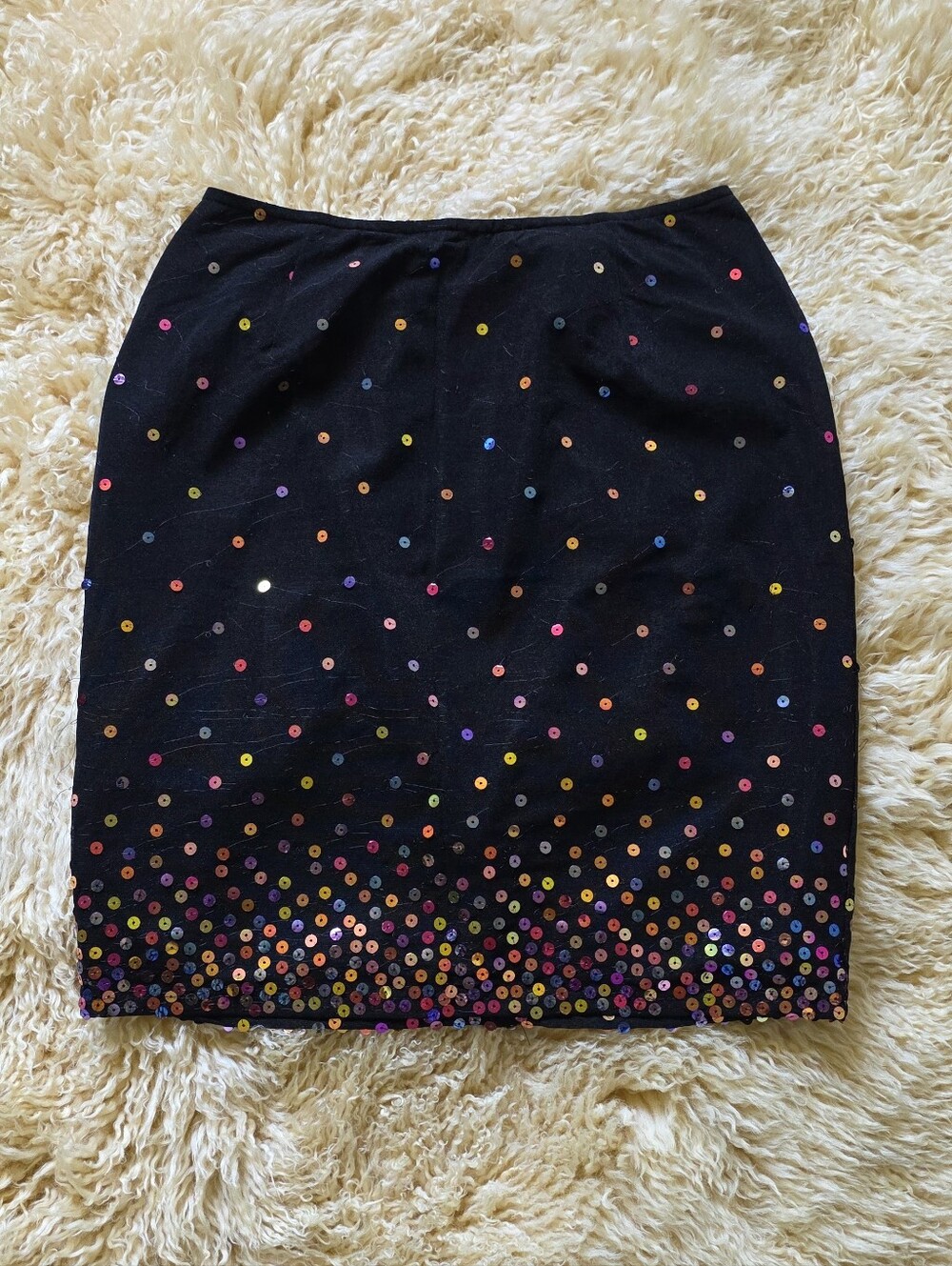 NWT Vintage Y2K Black Sequin Multicolor Mini Skirt Size 6